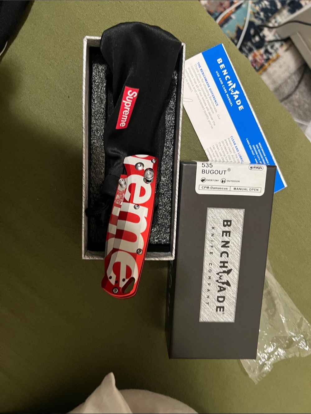 Supreme Red and White Graphic Folding Knife